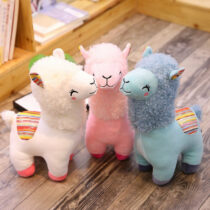 Cute squinting happy alpaca doll plush toy