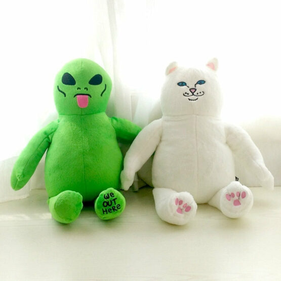 17.5″ Kawaii Middle Finger Cat And Alien Plush Toy Dolls
